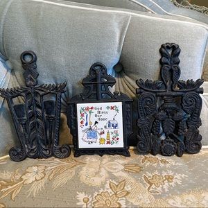 Bundle of 3 Cast Iron Bless Our Home Kitchen Wall Decor